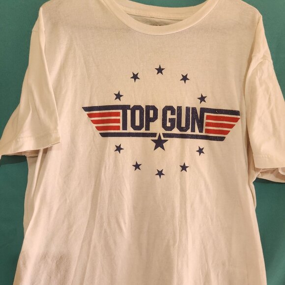 White Top Gun T-Shirt, Size L - Picture 1 of 2